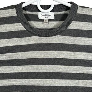 Goodfellow & Co Mens XL Striped Crewneck Sweater Gray Charcoal Cotton